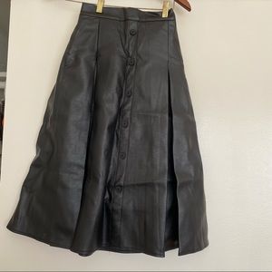 OAK +FORT MIDI Leather skirt